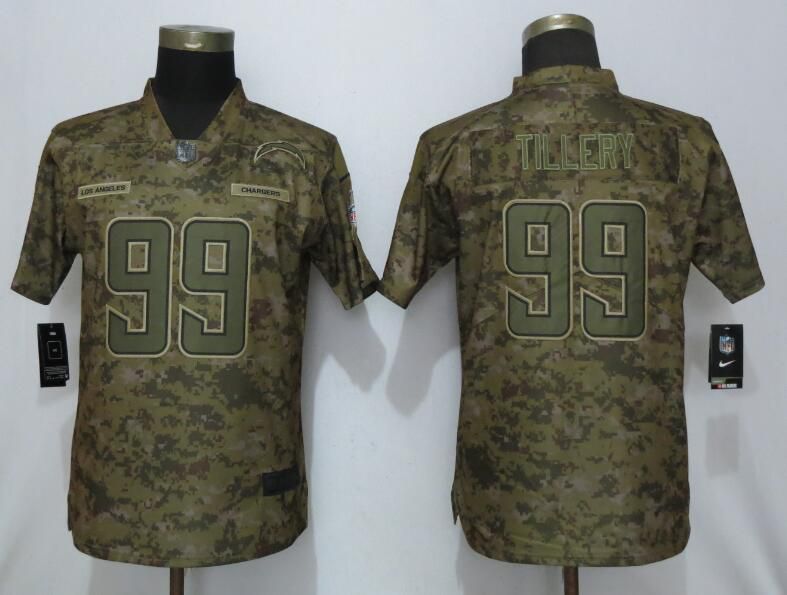 Women Los Angeles Chargers #99 Tillery Nike Camo Salute to Service NFL Jerseys
